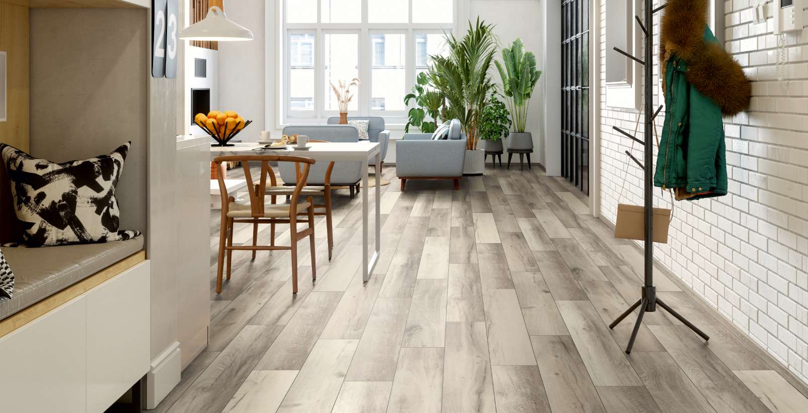 Lunar Range Oak, TN, 7 mm, Standard Plank - Room Scene
