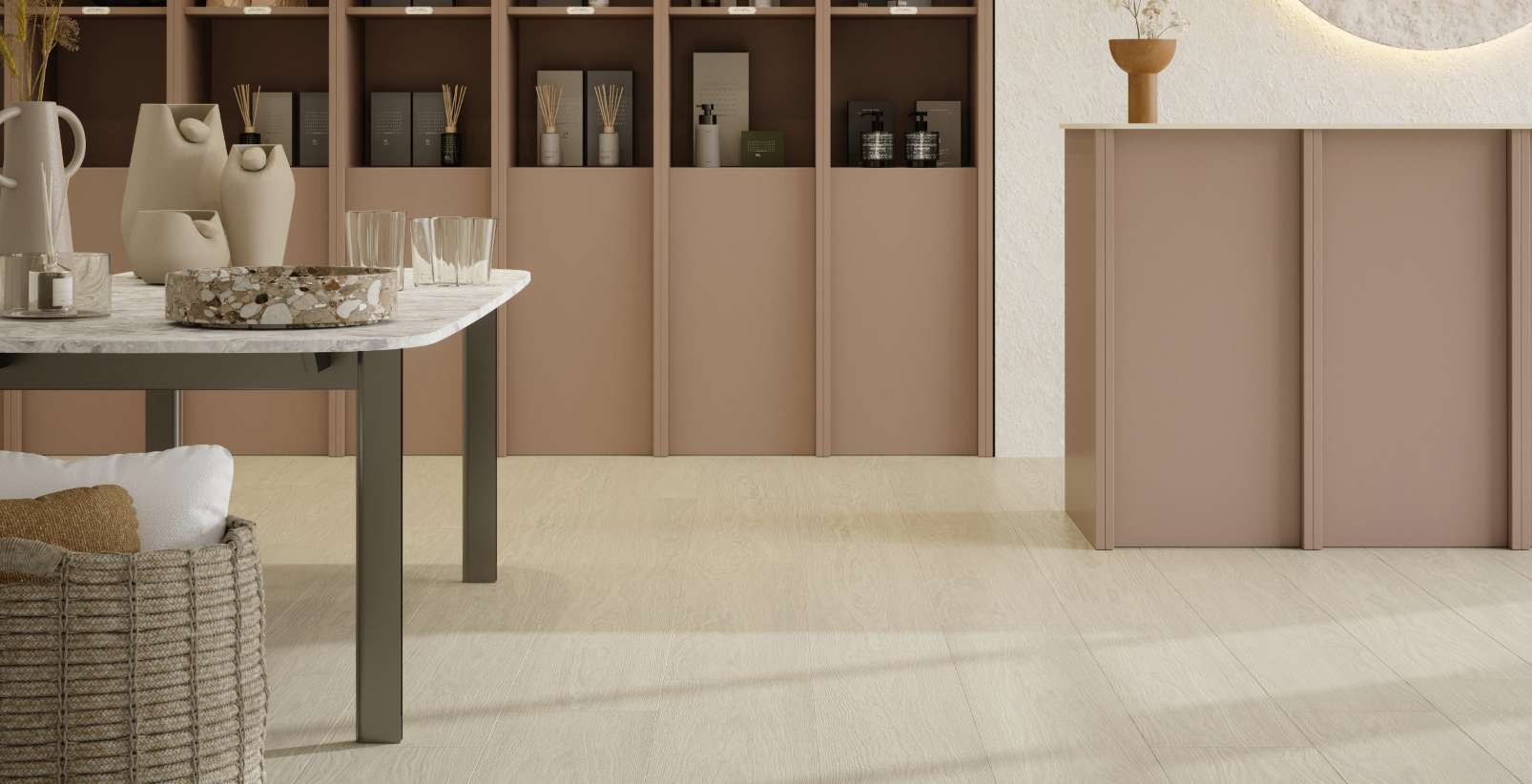 Cream Darcy Oak, DY, 13 mm, Wide Plank - Room Scene