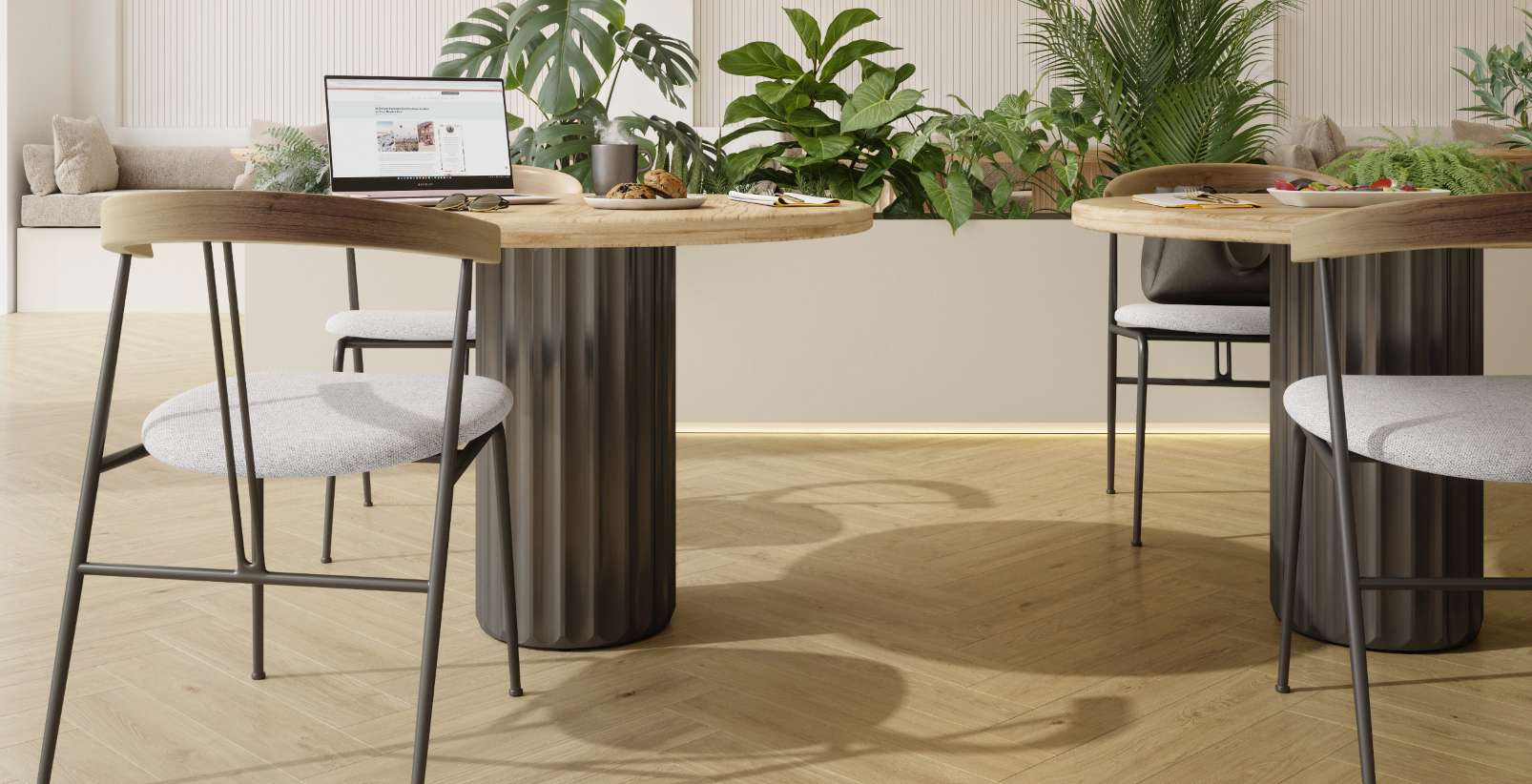 Blonde Montanara Oak, MR, 8 mm, Herringbone - Room Scene