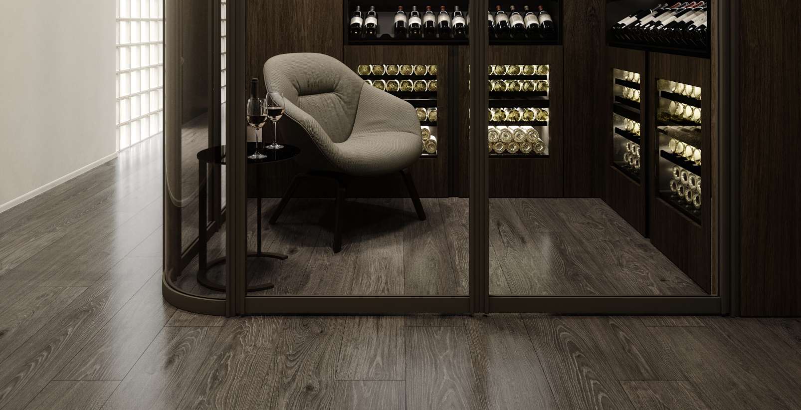 Dark Montanara Oak, MR, 9 mm, Long Plank - Room Scene