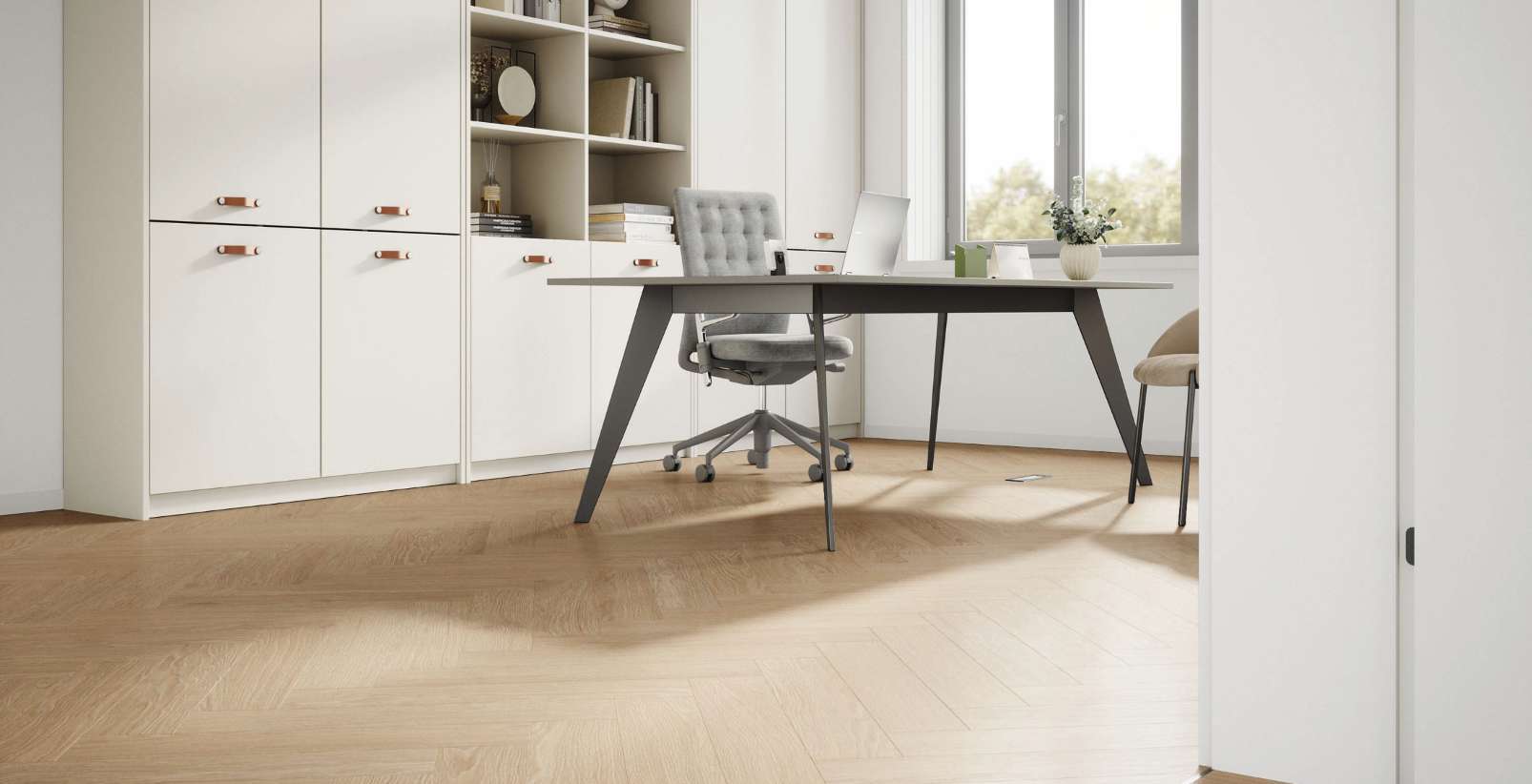 Natural Darcy Oak, DY, 9 mm, Herringbone - Room Scene