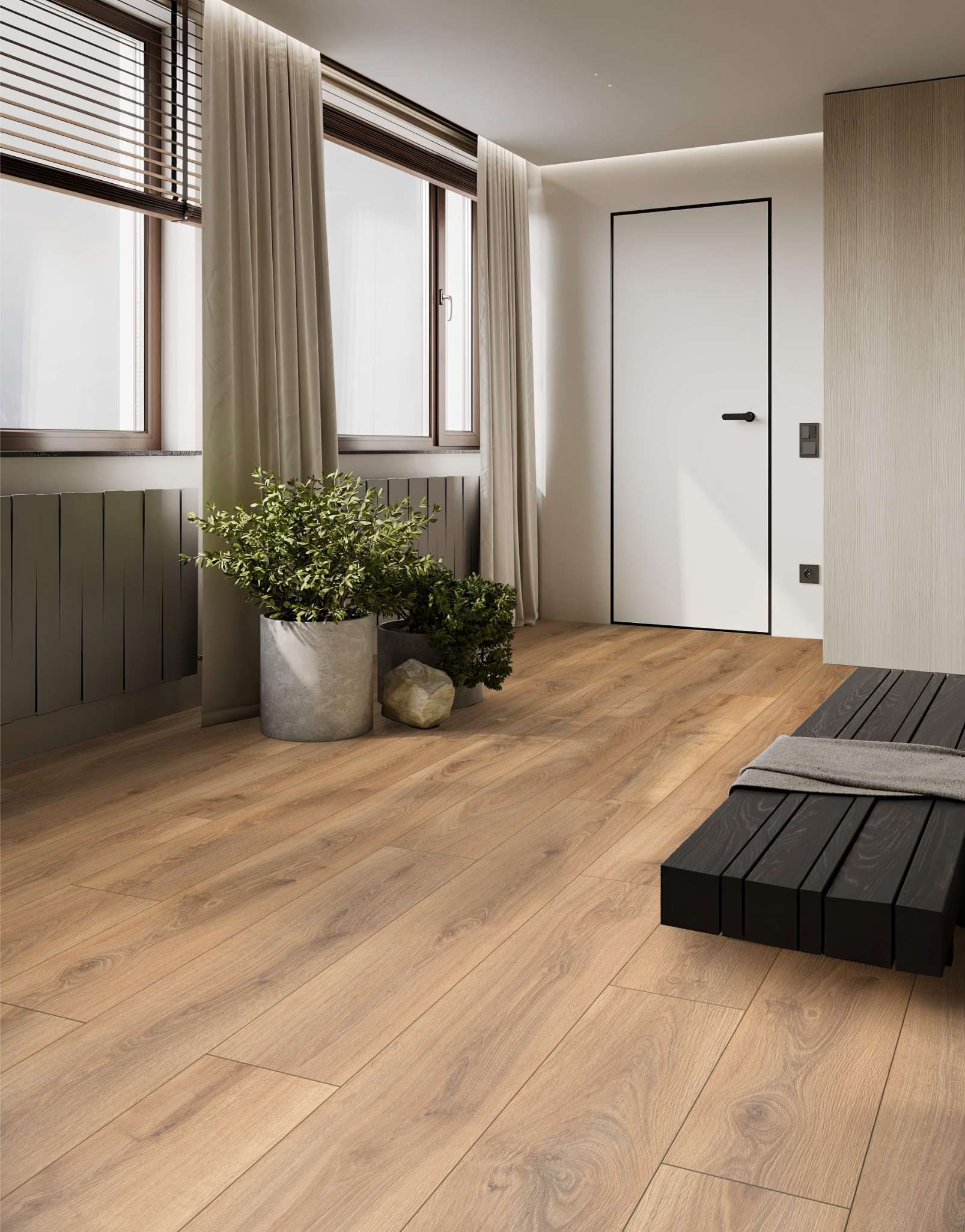 Tan Parioli Oak, MW, 8 mm, Standard Plank - Room Scene