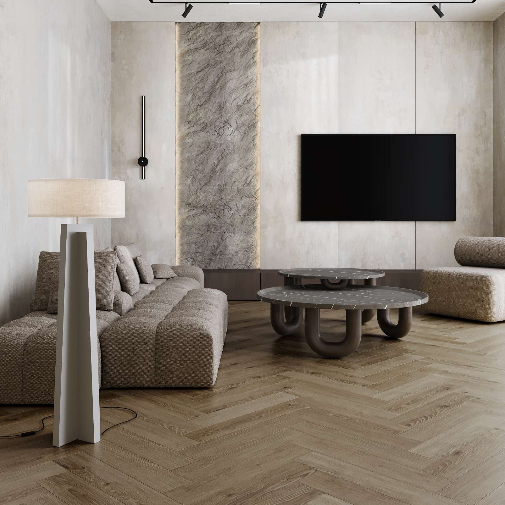 Aged Montanara Oak, MR, 8 mm, Herringbone - Room Scene