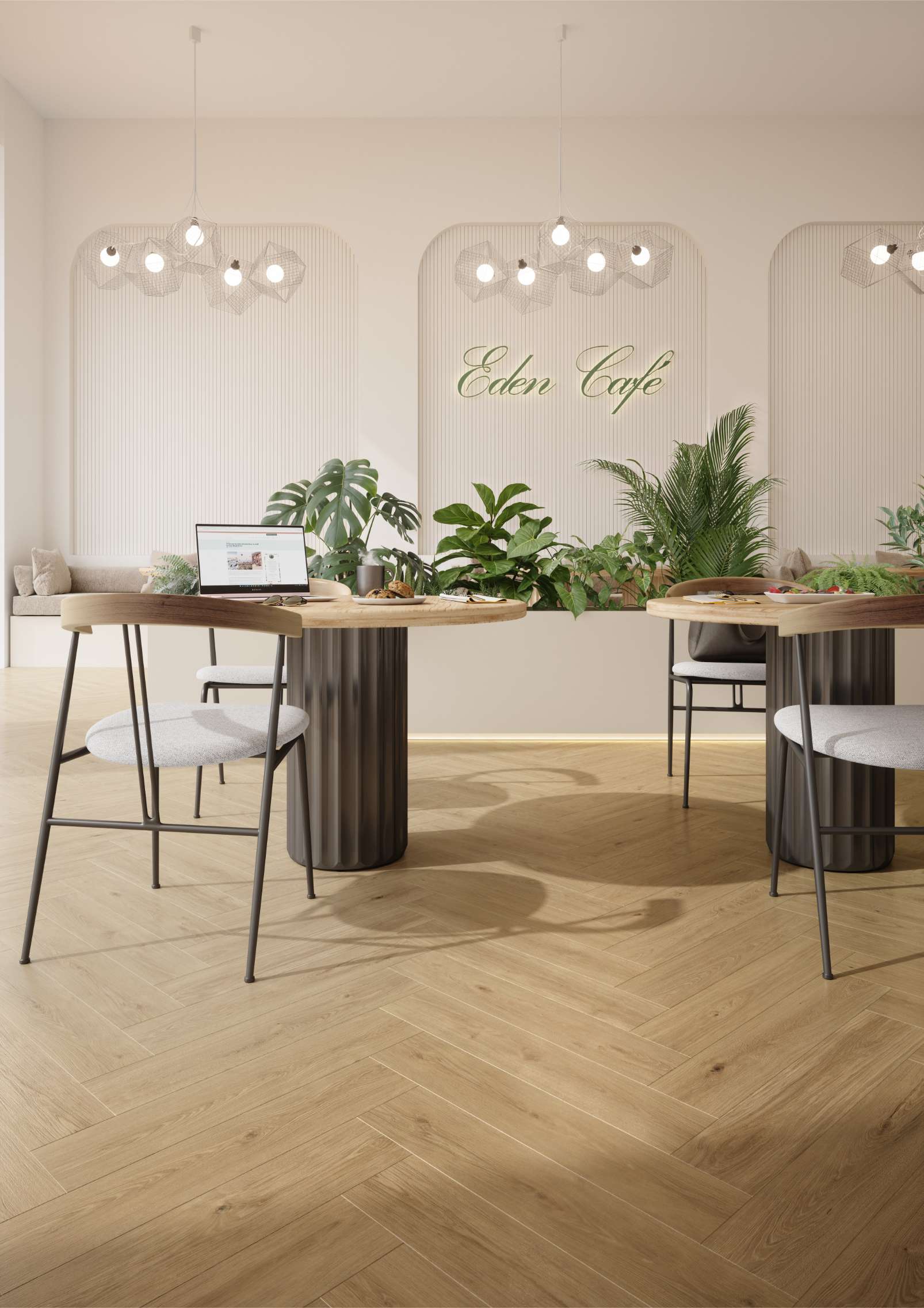 Blonde Montanara Oak, MR, 9 mm, Herringbone - Room Scene