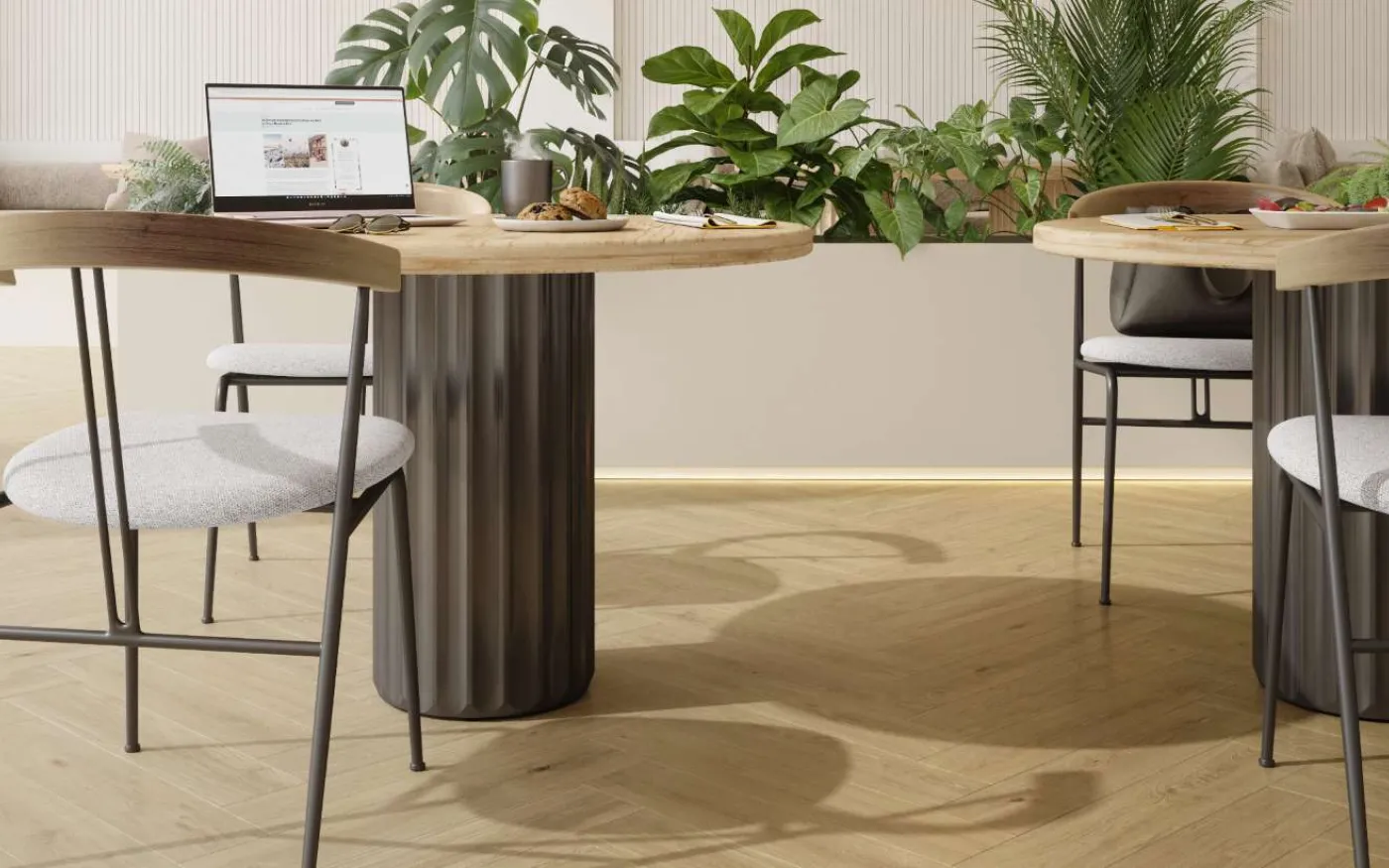 Blonde Montanara Oak, MR, 8 mm, Herringbone - Room Scene